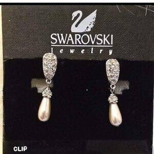Swarovski Silver and Pearl Drop Earrings